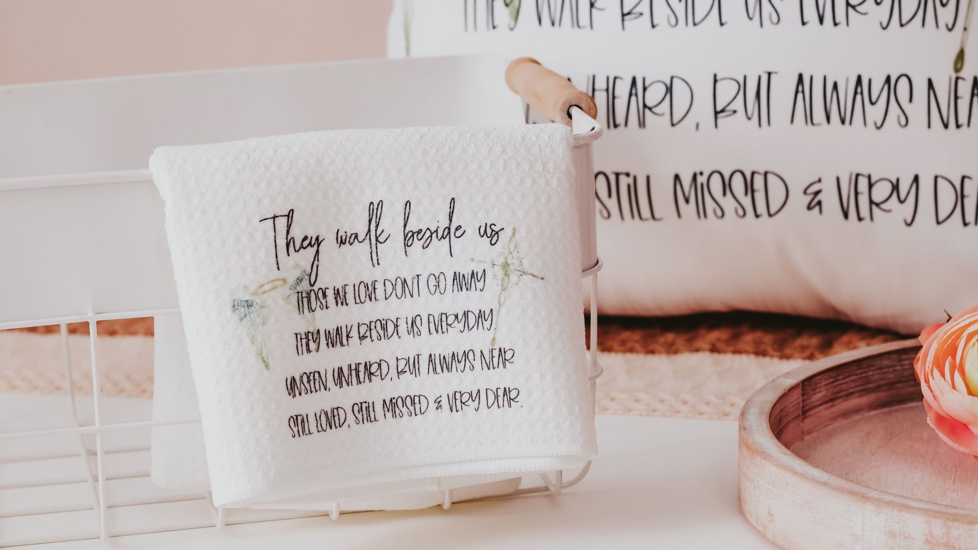 they walk beside us every day memorial throw pillows for sofa, those we love don't go away remembrance gifts for grandmother, loss of mother