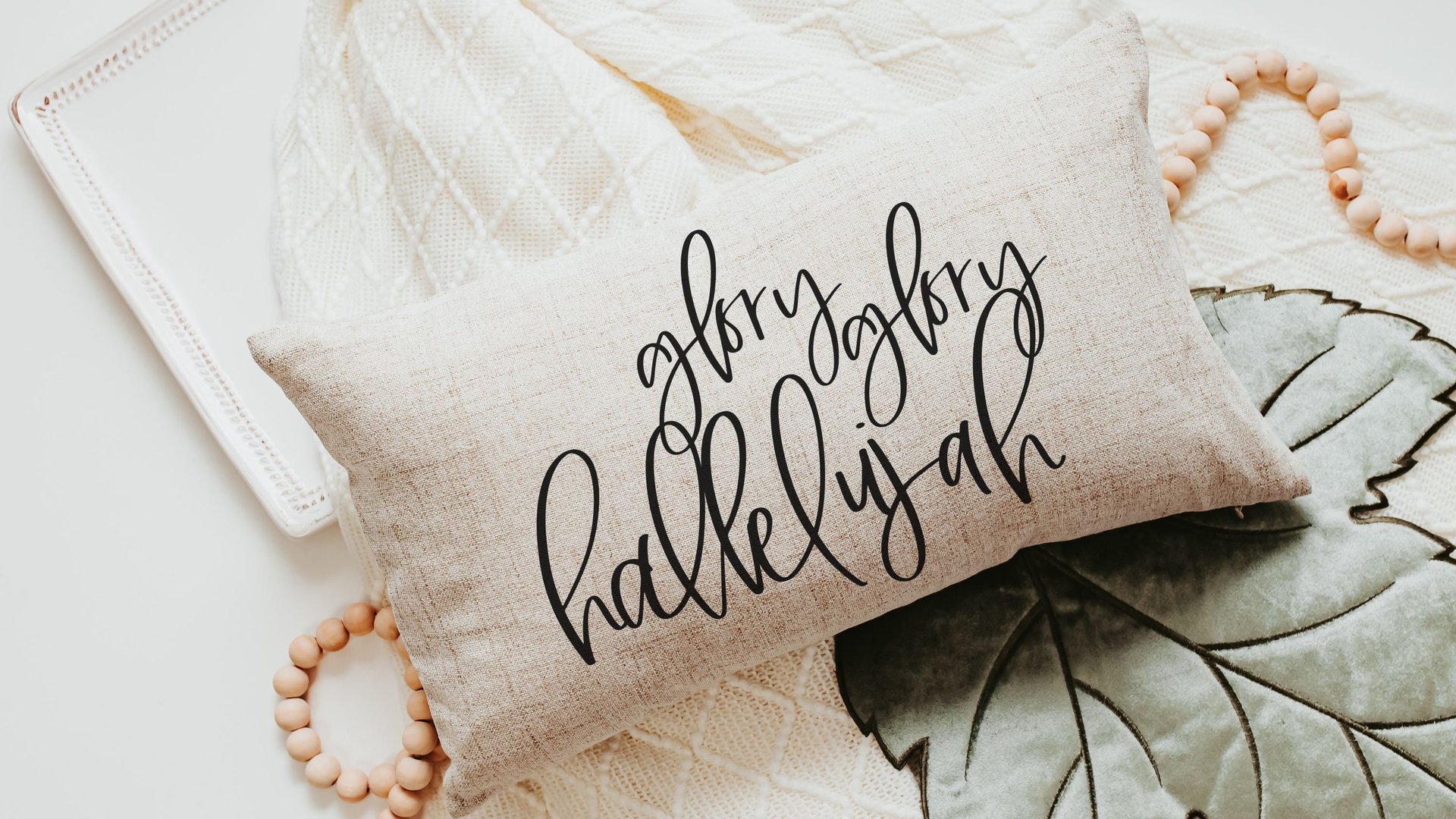 glory glory hallelujah christian throw pillow for couch with insert, Bible study leader gift, religious decor, faith gifts for women, pastor