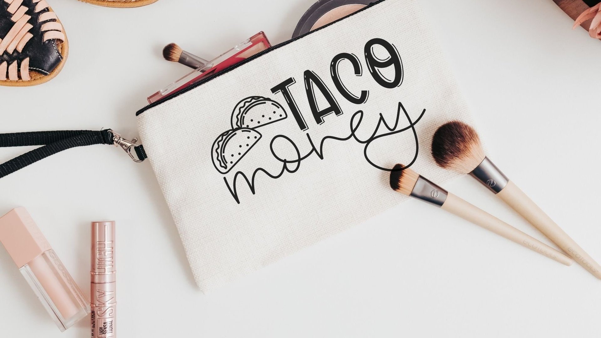 taco money pouch, funny makeup bag for women, taco gifts for teachers, cosmetic bag for purse, taco lover gift, zipper pouch college student