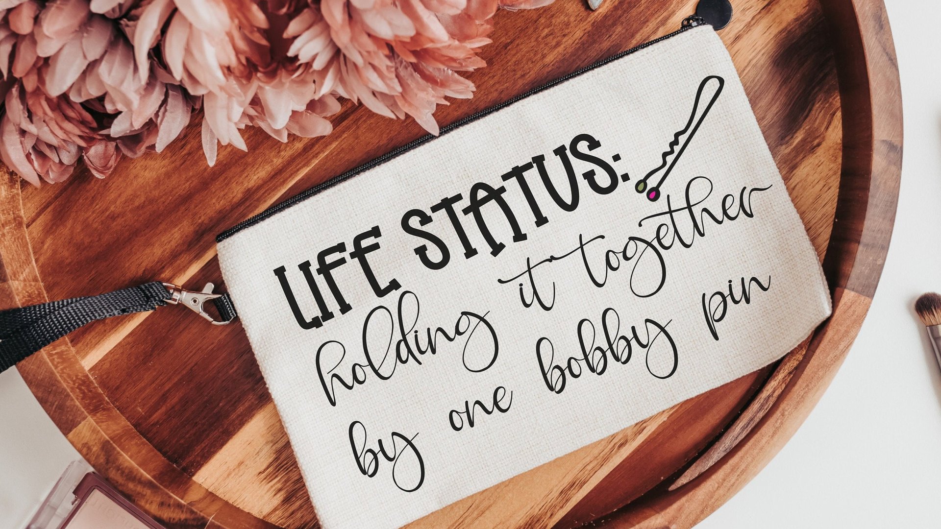 travel zipper pouch funny makeup bag for women, hair stylist gift, cute cosmetic bag for purse, hairdresser gift, mental health gifts, zip