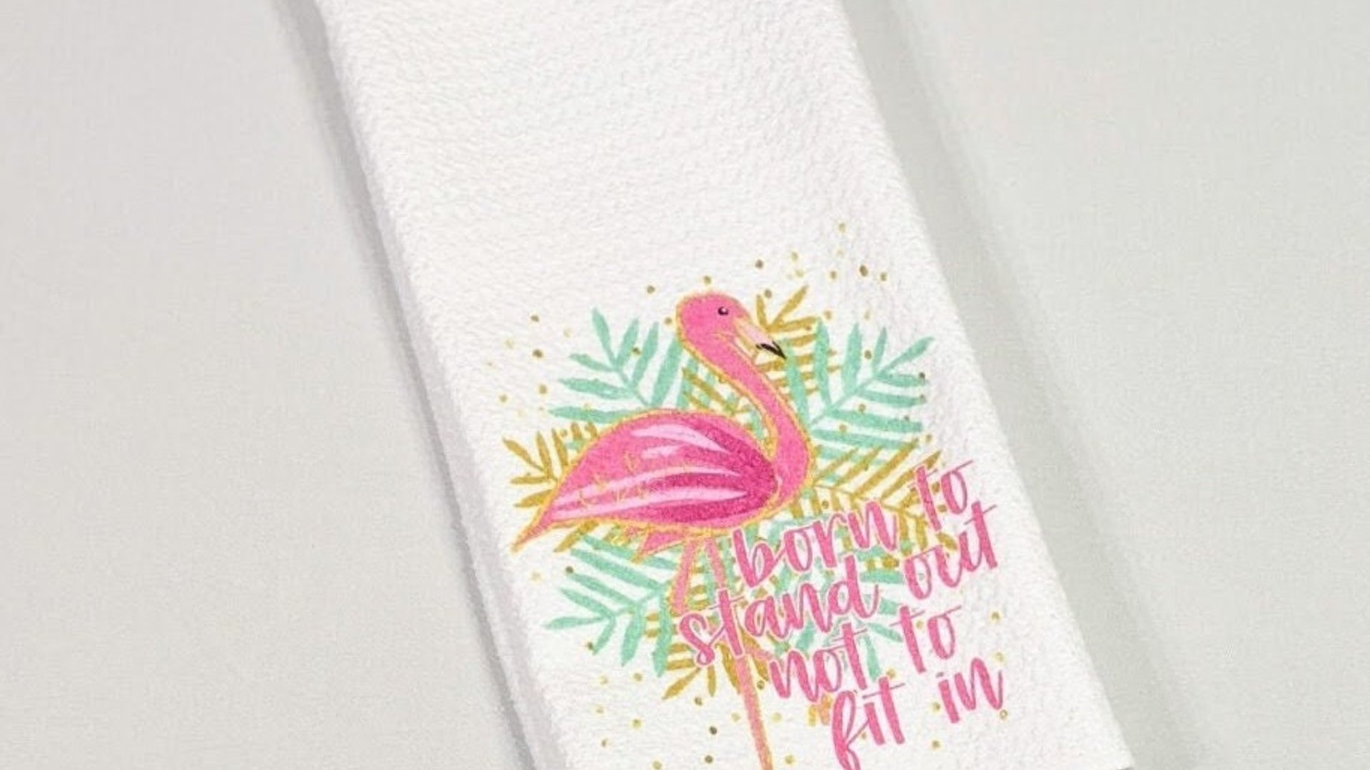 born to stand out flamingo hand towels for bathroom, tropical kitchen towels, flamingo kitchen decor, beach house gifts, flamingo gifts for