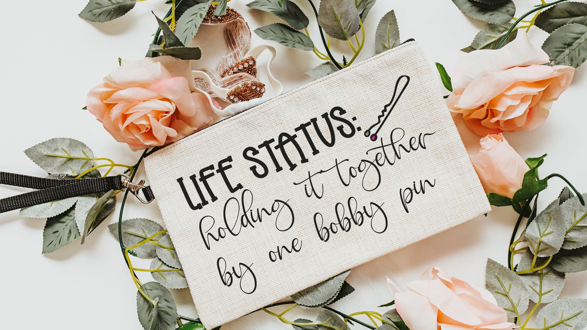 travel zipper pouch funny makeup bag for women, hair stylist gift, cute cosmetic bag for purse, hairdresser gift, mental health gifts, zip