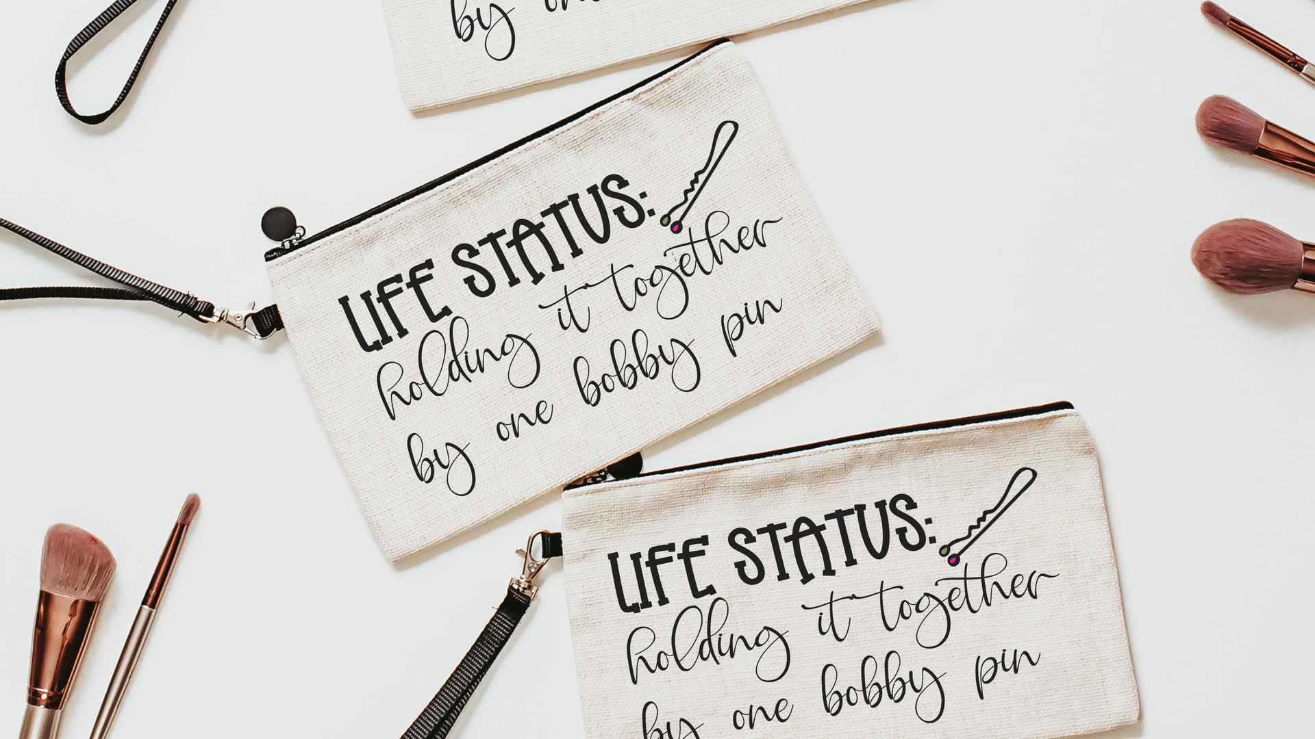 travel zipper pouch funny makeup bag for women, hair stylist gift, cute cosmetic bag for purse, hairdresser gift, mental health gifts, zip