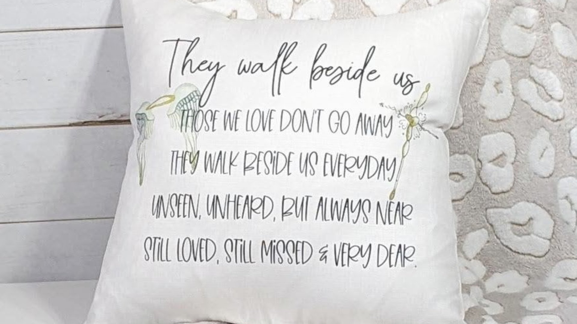 they walk beside us every day memorial throw pillows for sofa, those we love don't go away remembrance gifts for grandmother, loss of mother