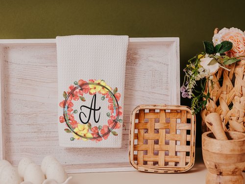 Personalized Poppy Kitchen Towel with Initial, 16x24