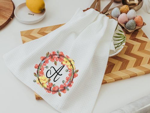 Personalized Poppy Kitchen Towel with Initial, 16x24