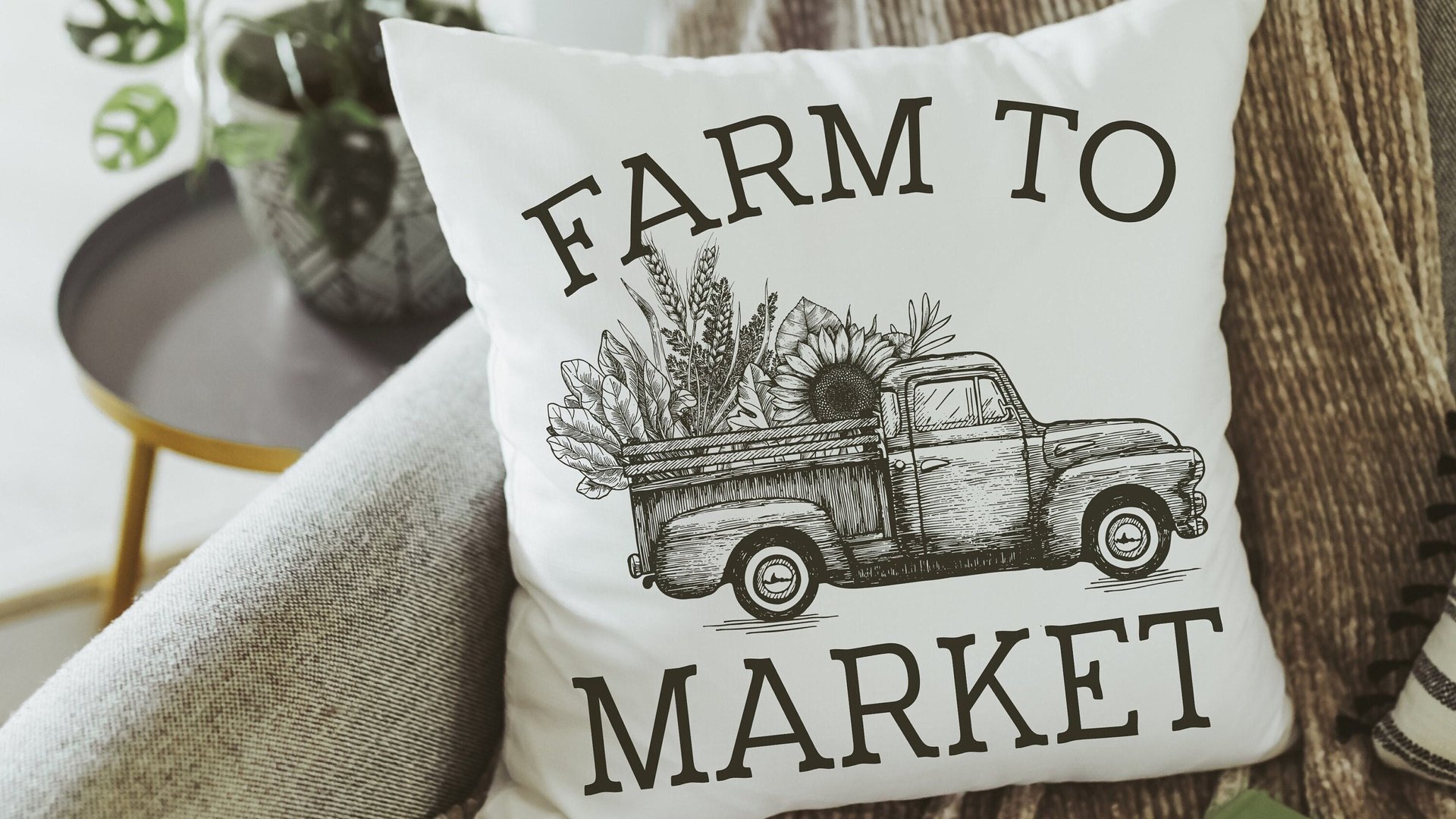 black and white farmhouse pillows for couch, shop local farm to table rustic throw pillows for sofa, sunflower gifts for mom, guest bedroom