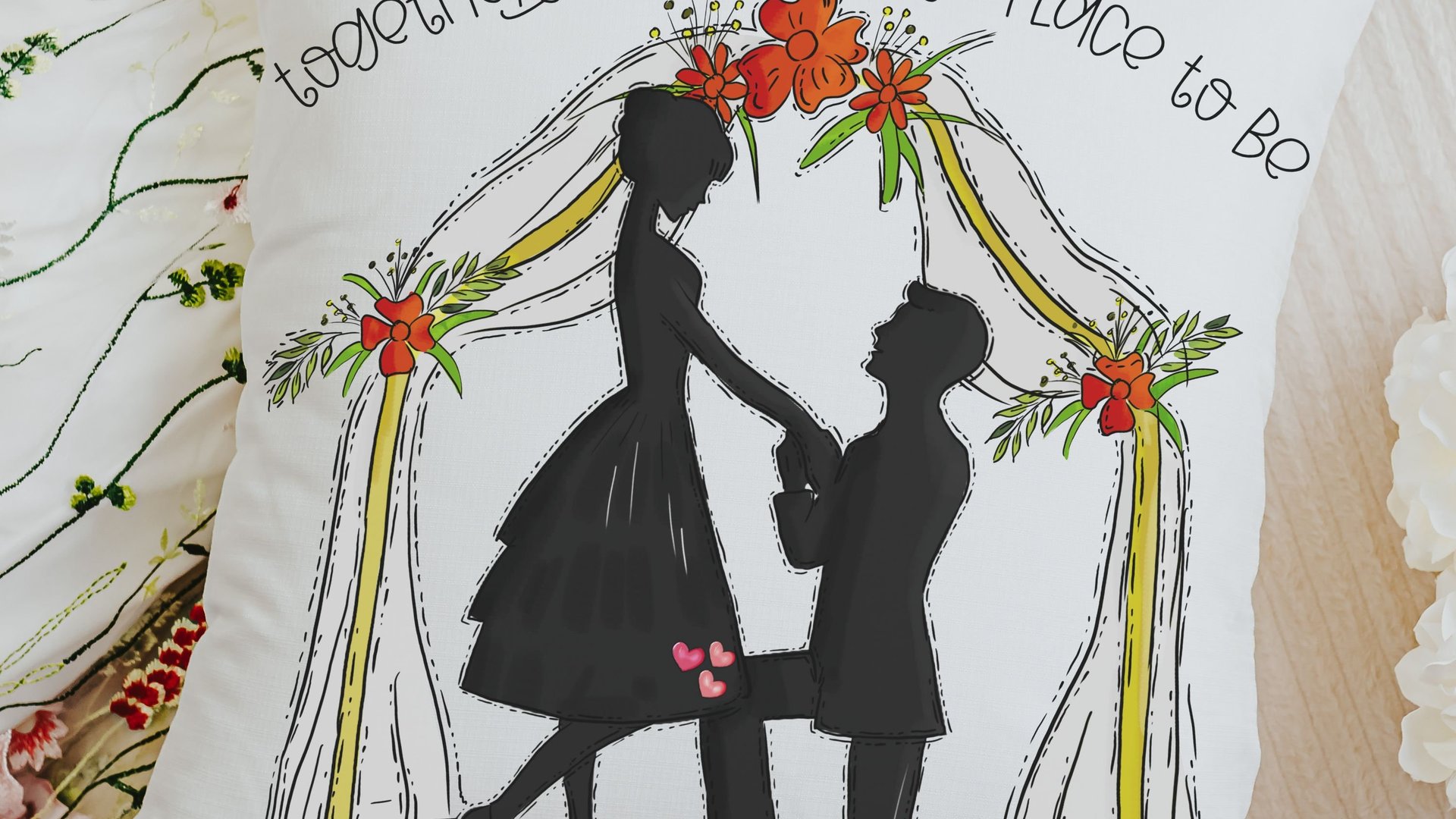 together is our favorite place to be wedding throw pillow for bed, unique engagement gifts for couple, fiance gift for her, future wife gift