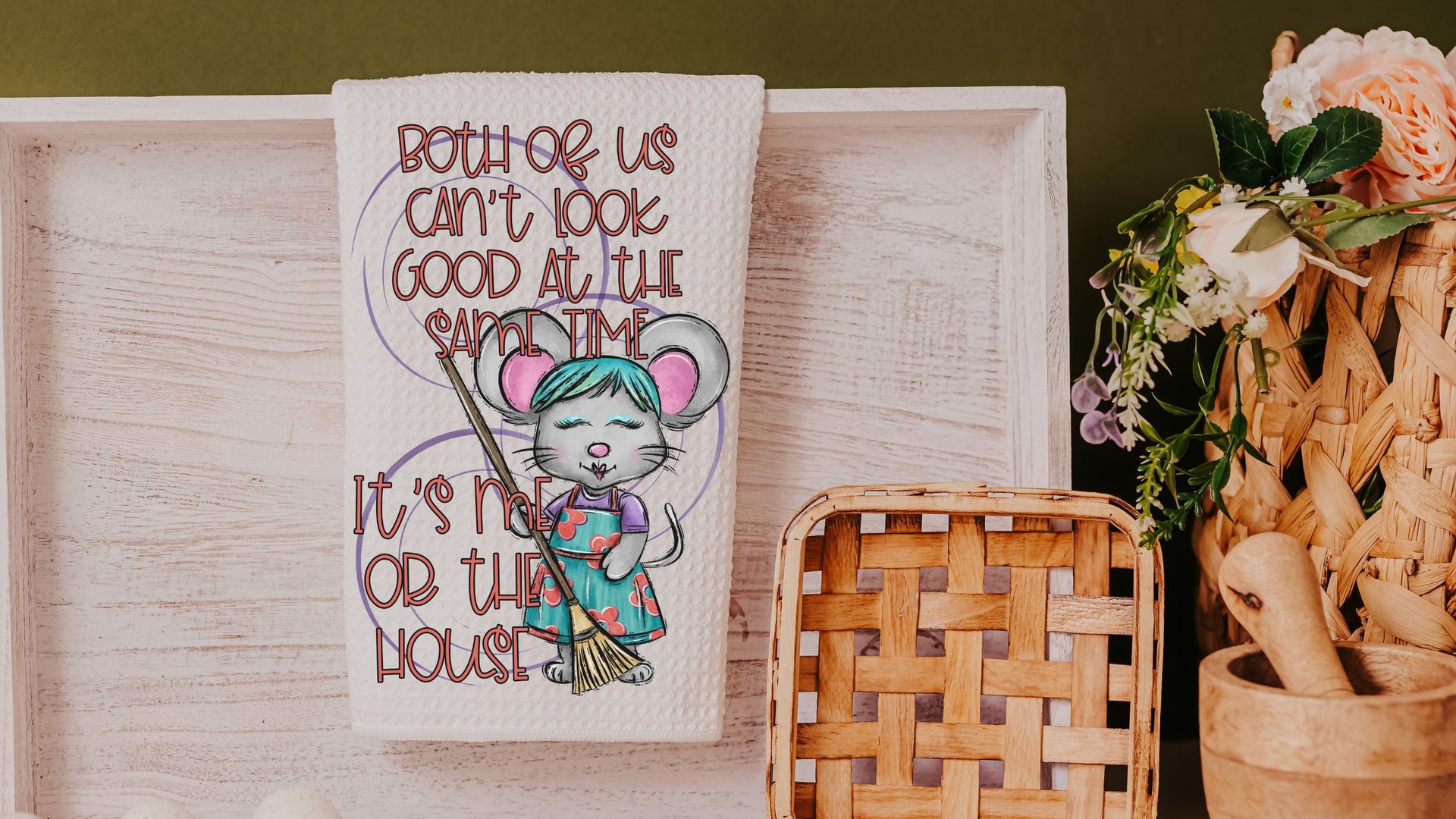 spring cleaning funny kitchen towels for women, spring decor for home, stay at home mom gifts from daughter home decor, cute kitchen hand