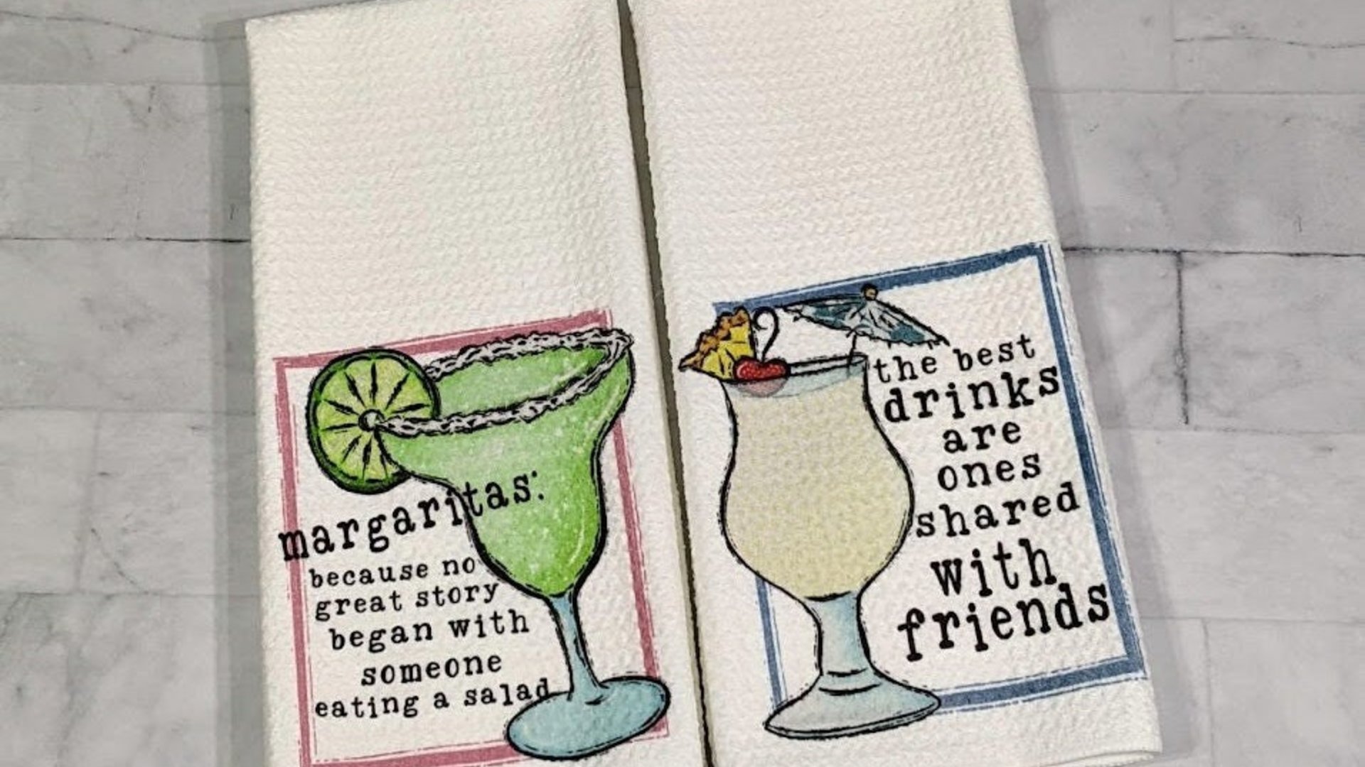 funny kitchen towels, pina colada bar towels, alcohol gifts for women, margarita bar decor, best friend birthday gifts for her, secret Santa
