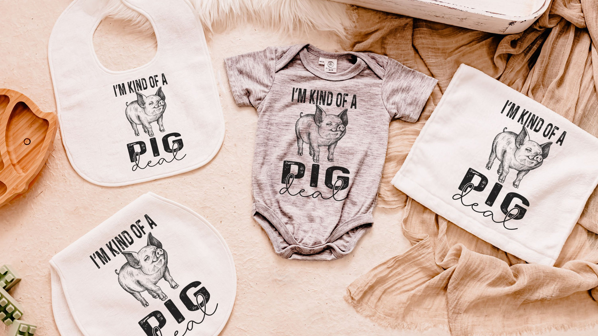 funny newborn pig gift set, I'm kind of a pig deal baby bundle, farm baby outfit boy, for girl, pig gift for babies, teacup pig baby outfit