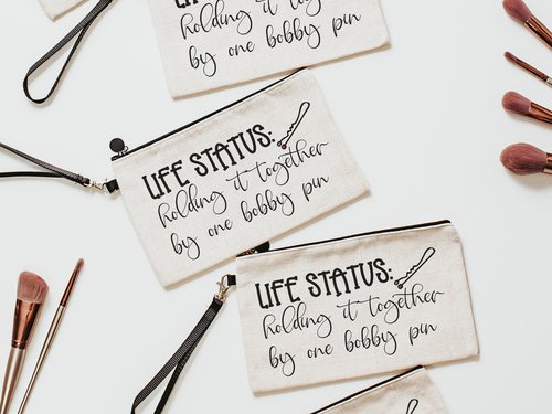 life status makeup bag