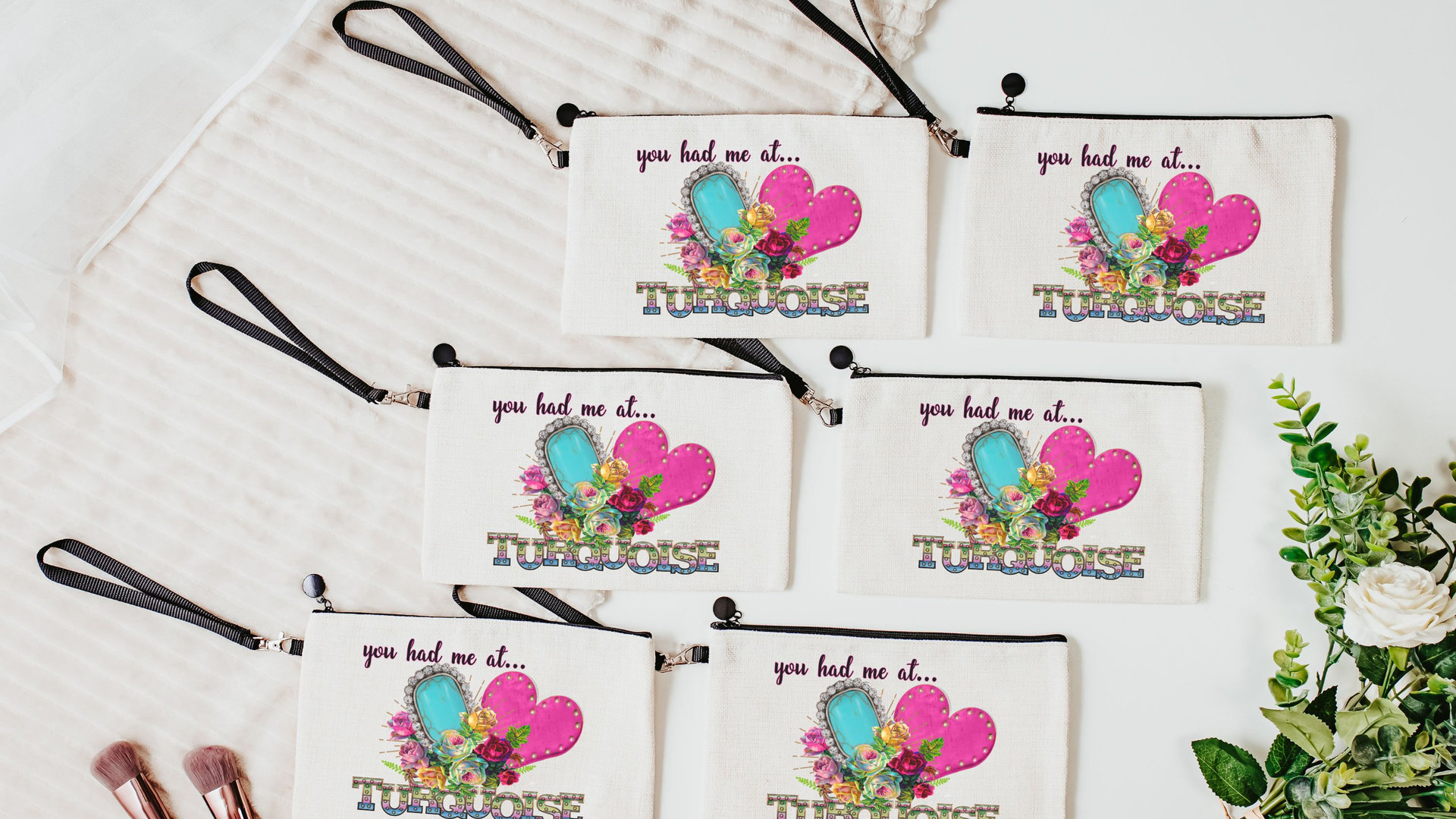 southwestern style makeup bags for purse, colorful roses floral cosmetic bags for women, stocking stuffers for teenage girls Christmas gifts