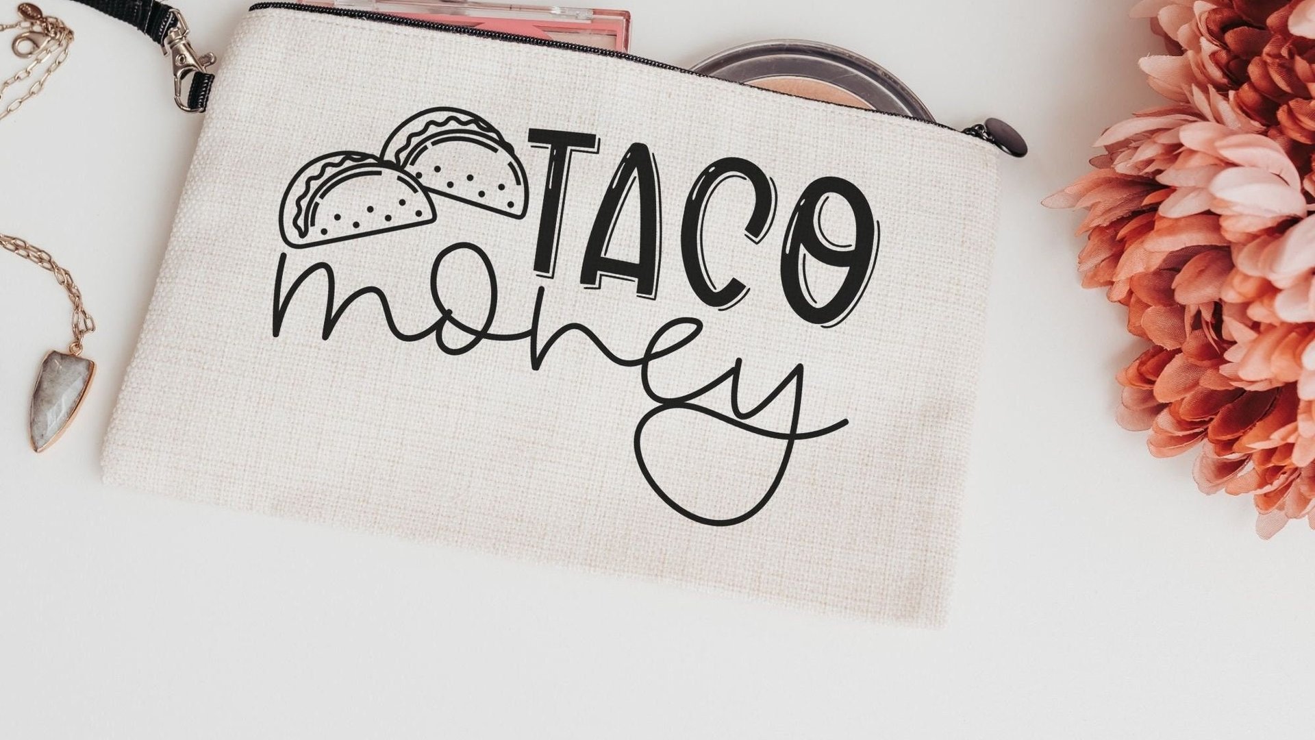 taco money pouch, funny makeup bag for women, taco gifts for teachers, cosmetic bag for purse, taco lover gift, zipper pouch college student