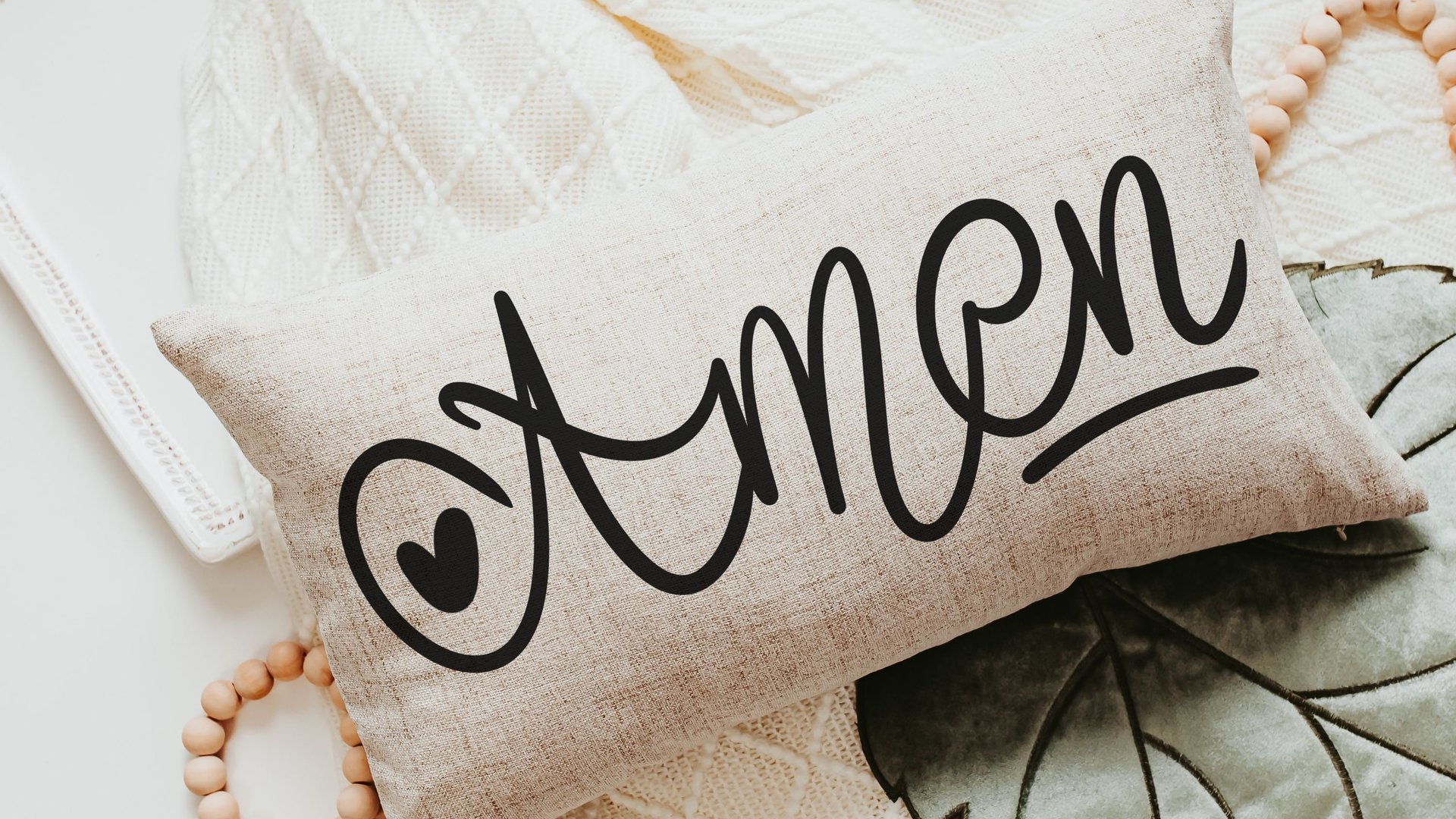 amen pillow for chair, minimalist Christian lumbar pillow cover 12x20, Christian gifts for women sisters in Christ, faith decor, godmother