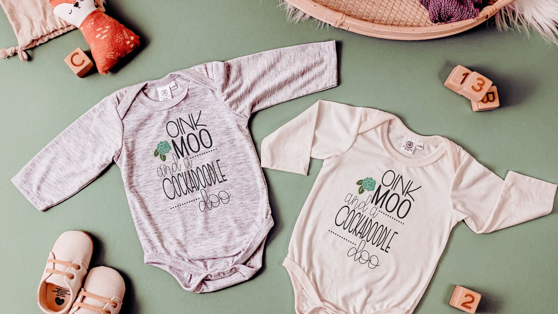 oink moo cockadoodle doo party outfit for baby girl coming home outfit, farm baby shower gift set, cute baby bibs, cow lovey blanket for