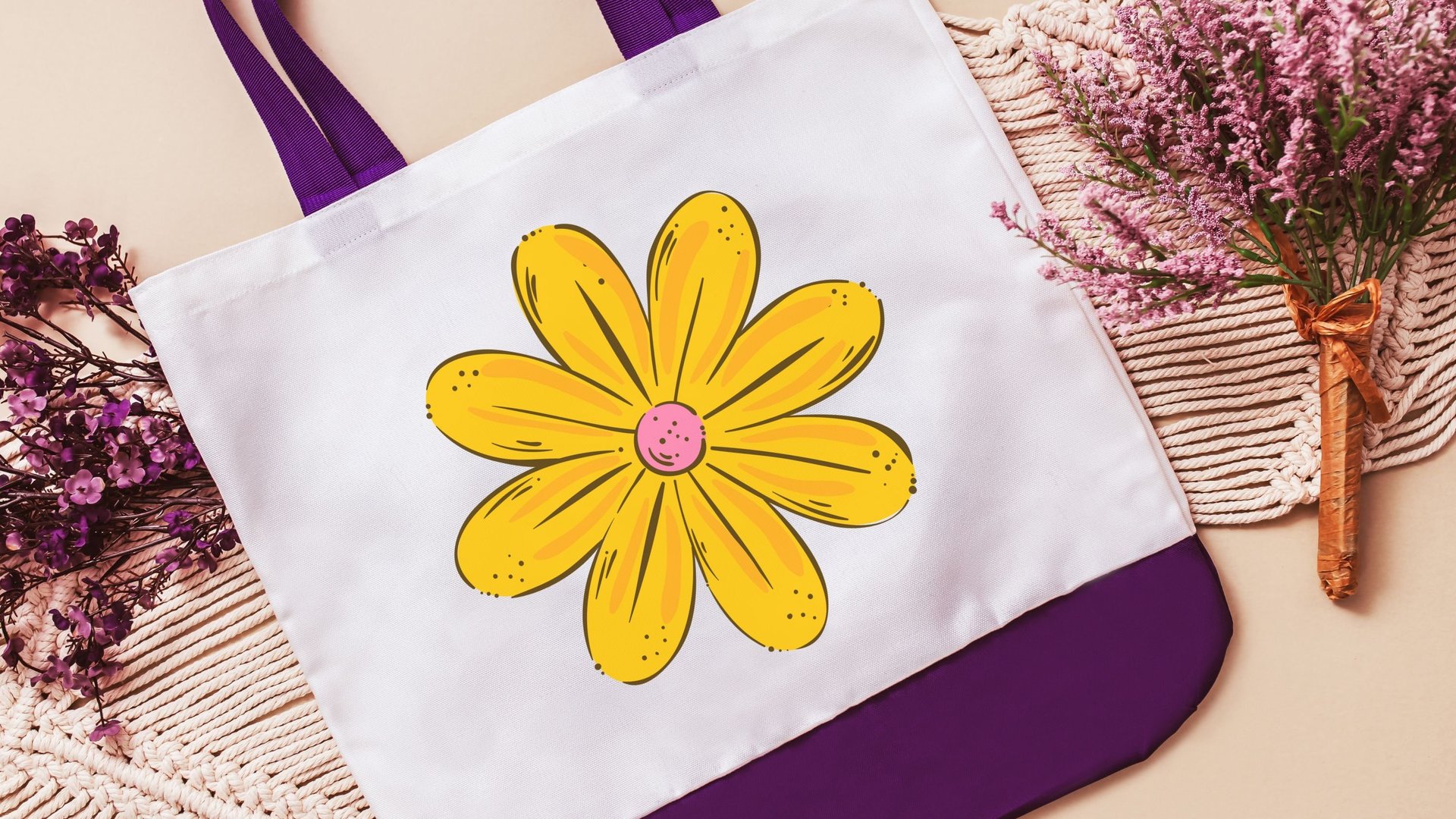 yellow daisy tote bag for women, reusable grocery bag young adult female gifts, teacher appreciation gifts for her, library tote for books