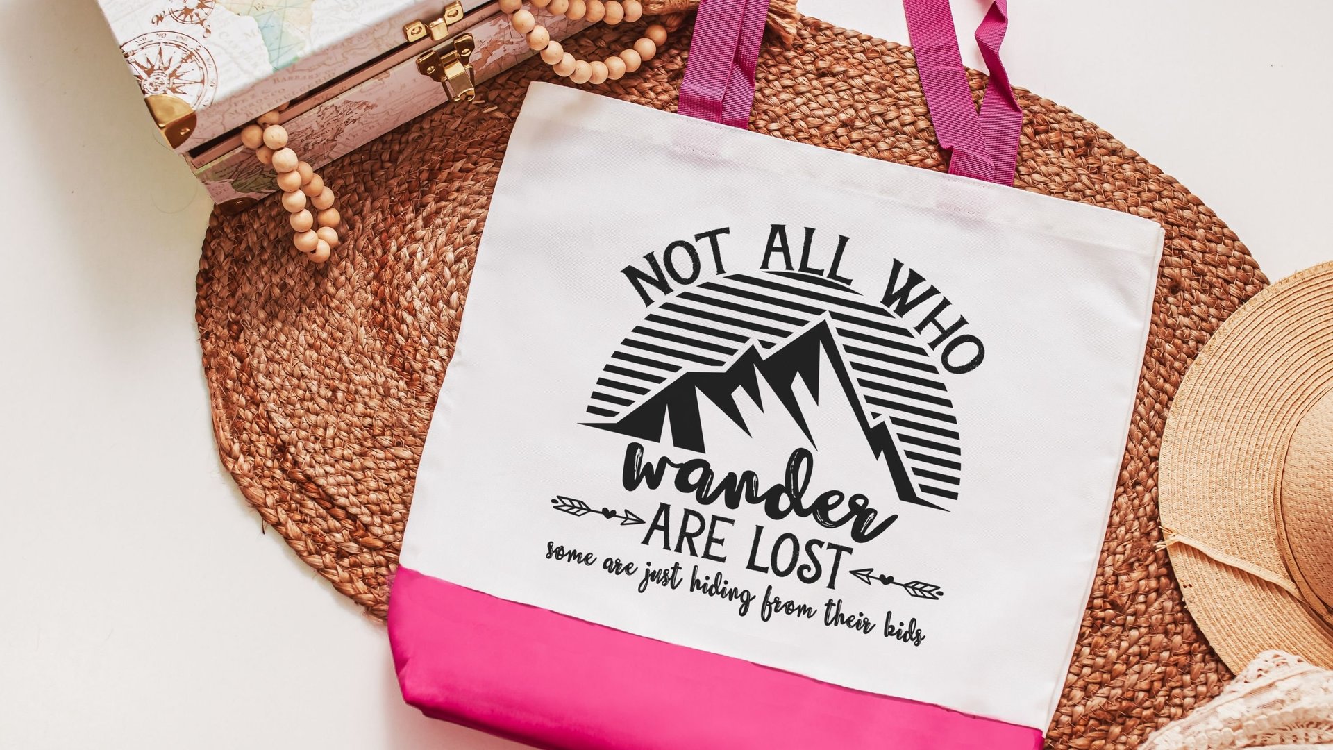 not all who wander are lost funny tote bag for women, sassy Christmas gifts for new moms, cute stocking stuffers for wife, reusable shopping