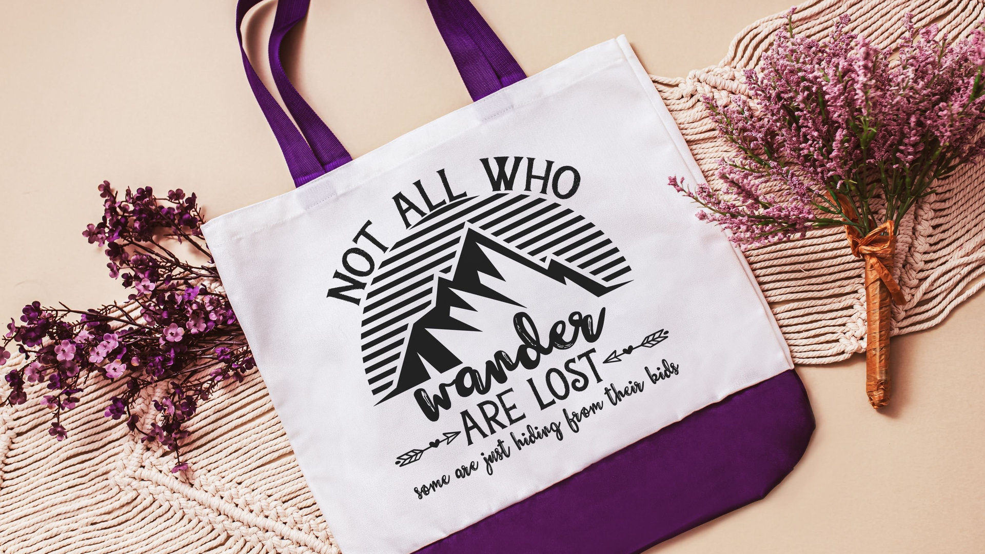 not all who wander are lost funny tote bag for women, sassy Christmas gifts for new moms, cute stocking stuffers for wife, reusable shopping