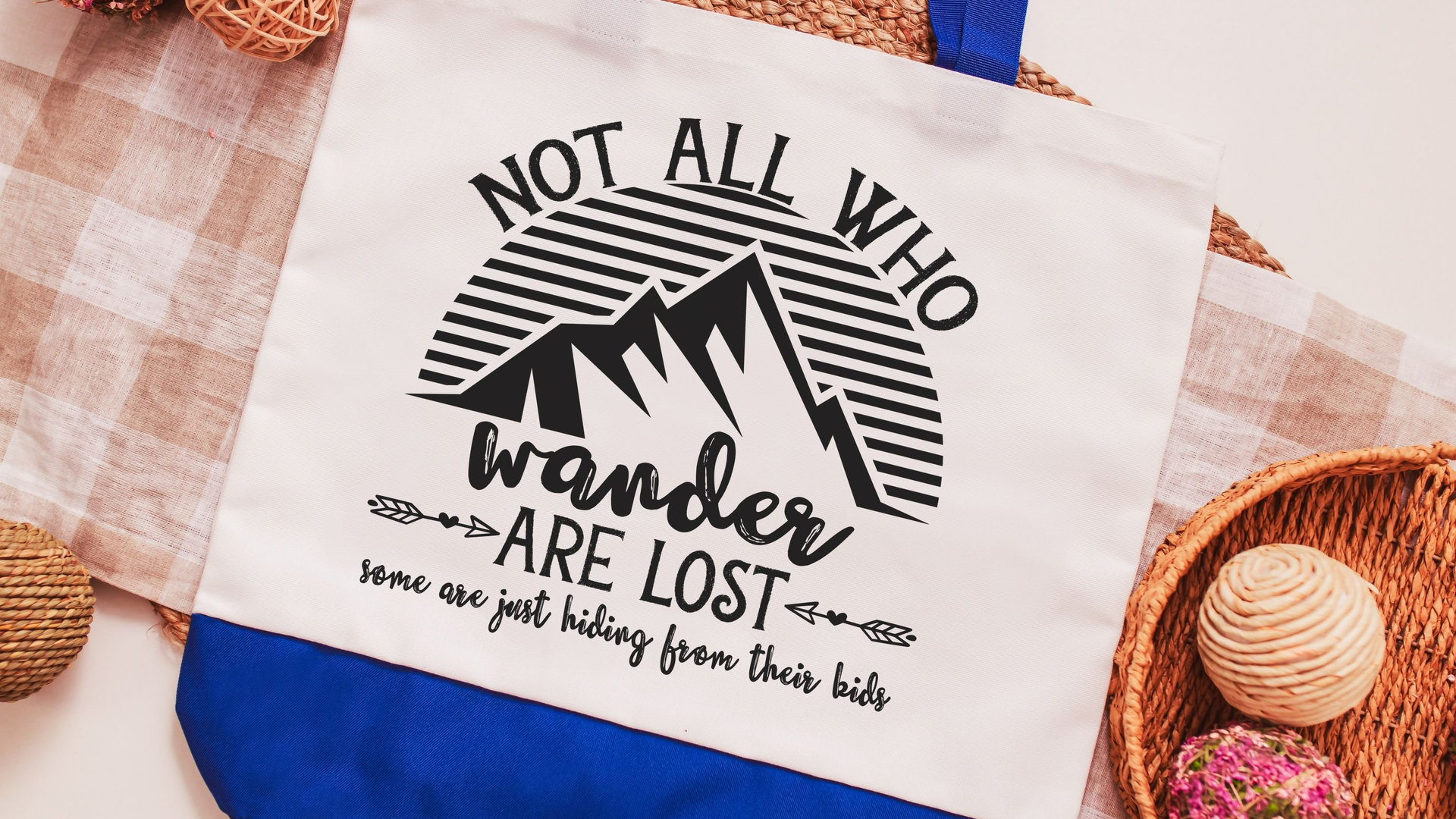 not all who wander are lost funny tote bag for women, sassy Christmas gifts for new moms, cute stocking stuffers for wife, reusable shopping