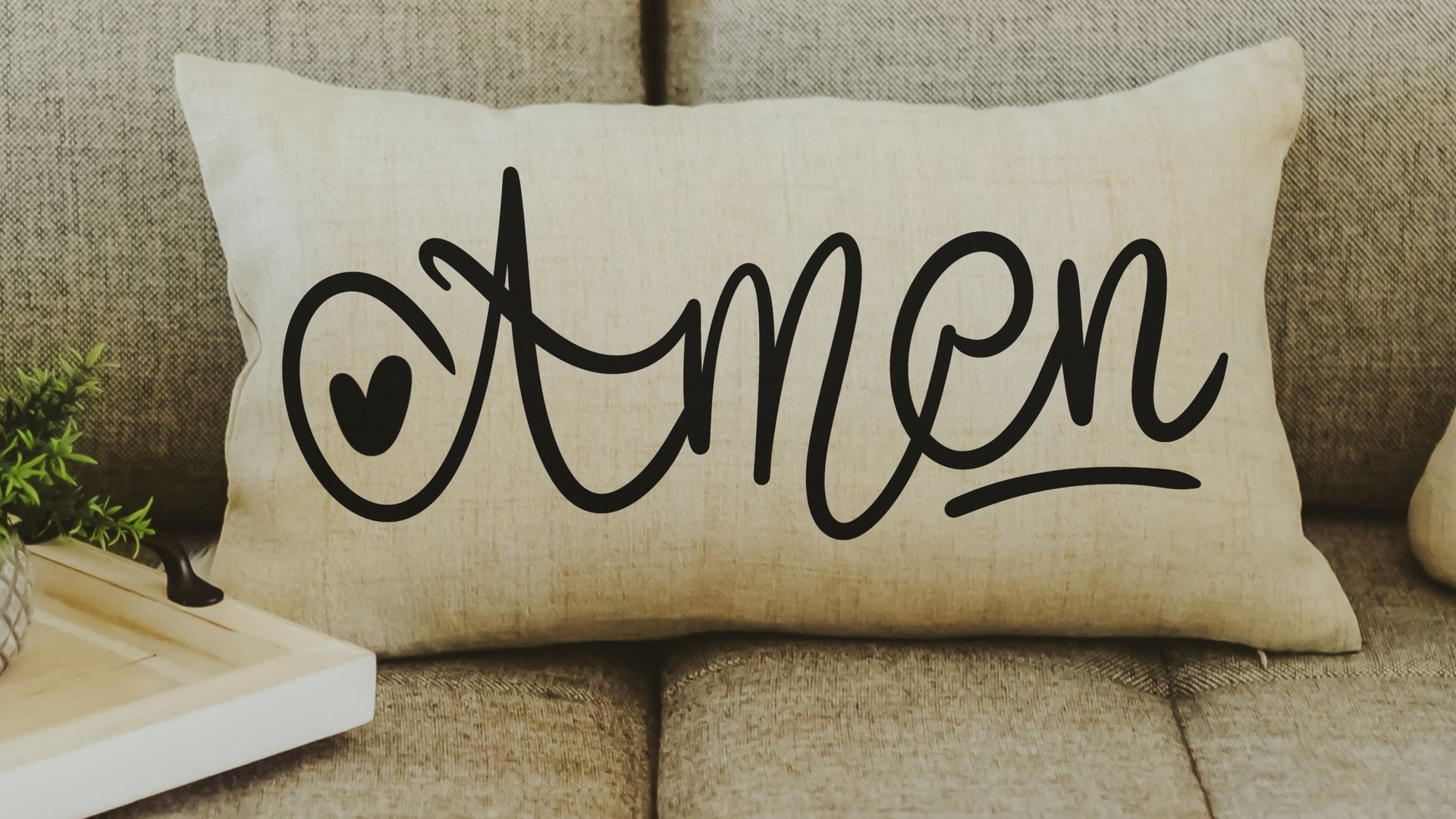 amen pillow for chair, minimalist Christian lumbar pillow cover 12x20, Christian gifts for women sisters in Christ, faith decor, godmother