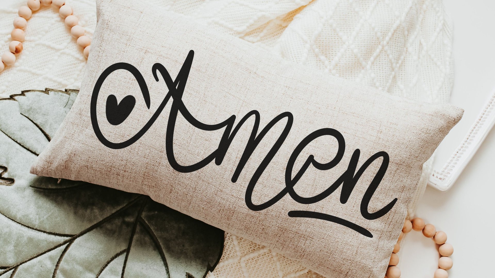 amen pillow for chair, minimalist Christian lumbar pillow cover 12x20, Christian gifts for women sisters in Christ, faith decor, godmother