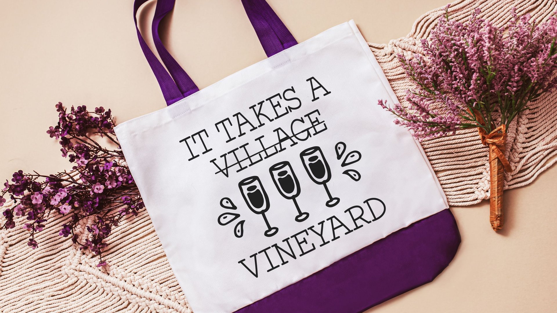 funny tote bag for women, wine gifts for Mom, reusable shopping bag, wine birthday gifts for best friend, vineyard bridal shower favors for