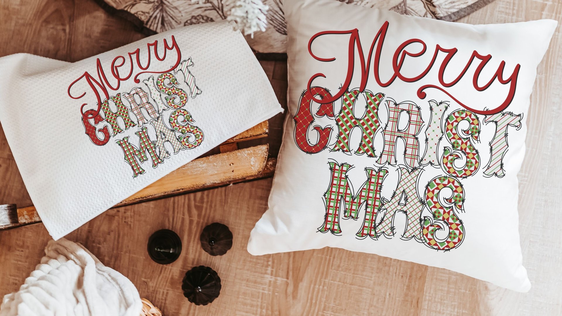 Merry Christmas throw pillow for couch modern Christmas decor for home, trendy Christmas kitchen towels for friends, secret Santa gifts for