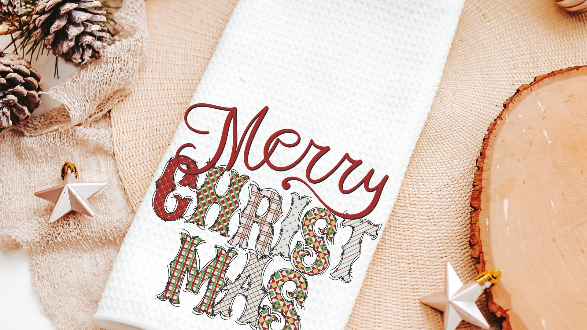 Merry Christmas throw pillow for couch modern Christmas decor for home, trendy Christmas kitchen towels for friends, secret Santa gifts for