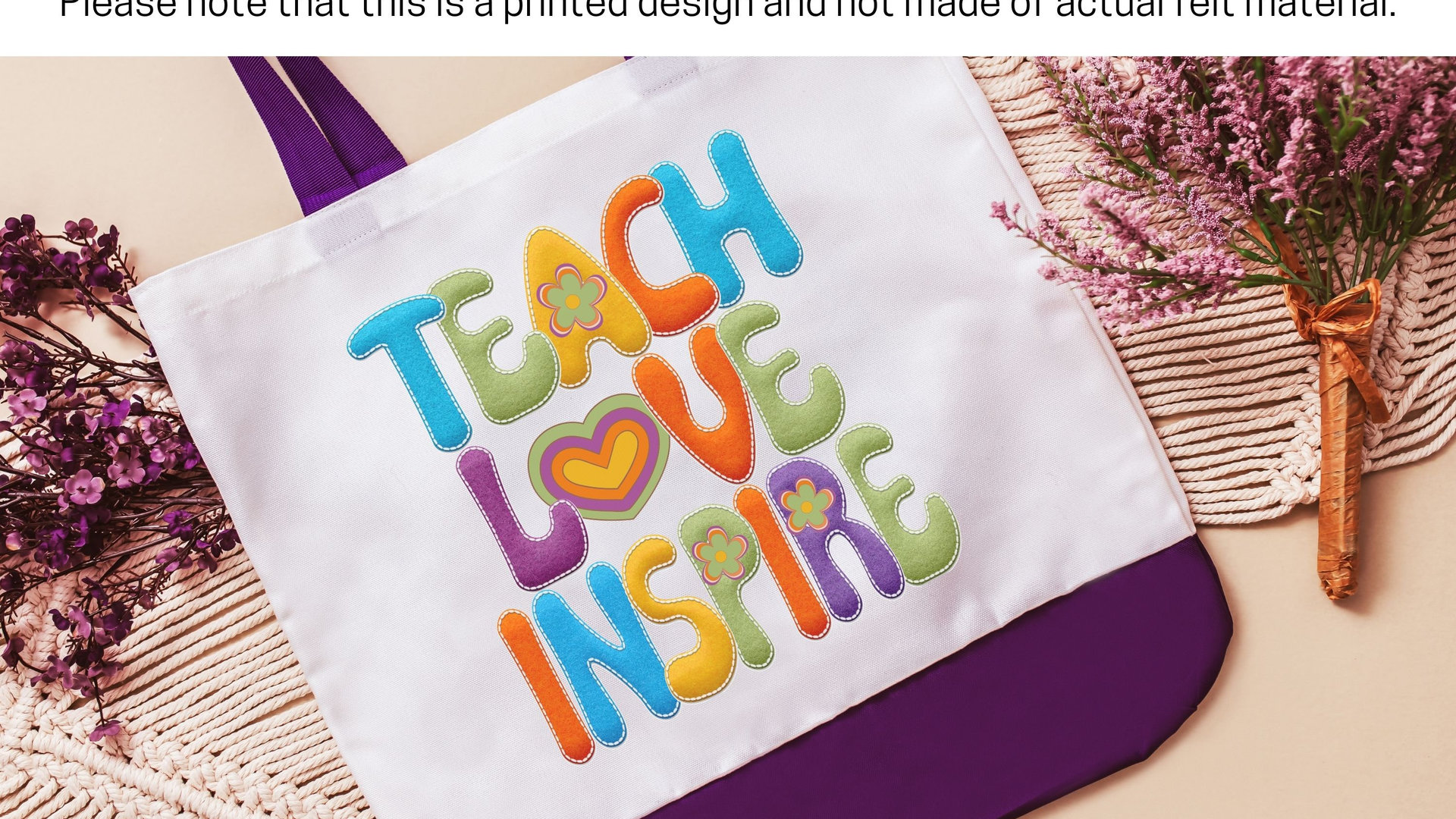 teach love inspire hippie tote bag for school, cute teacher appreciation gift from class, first year teacher gifts for women, whimsical tote