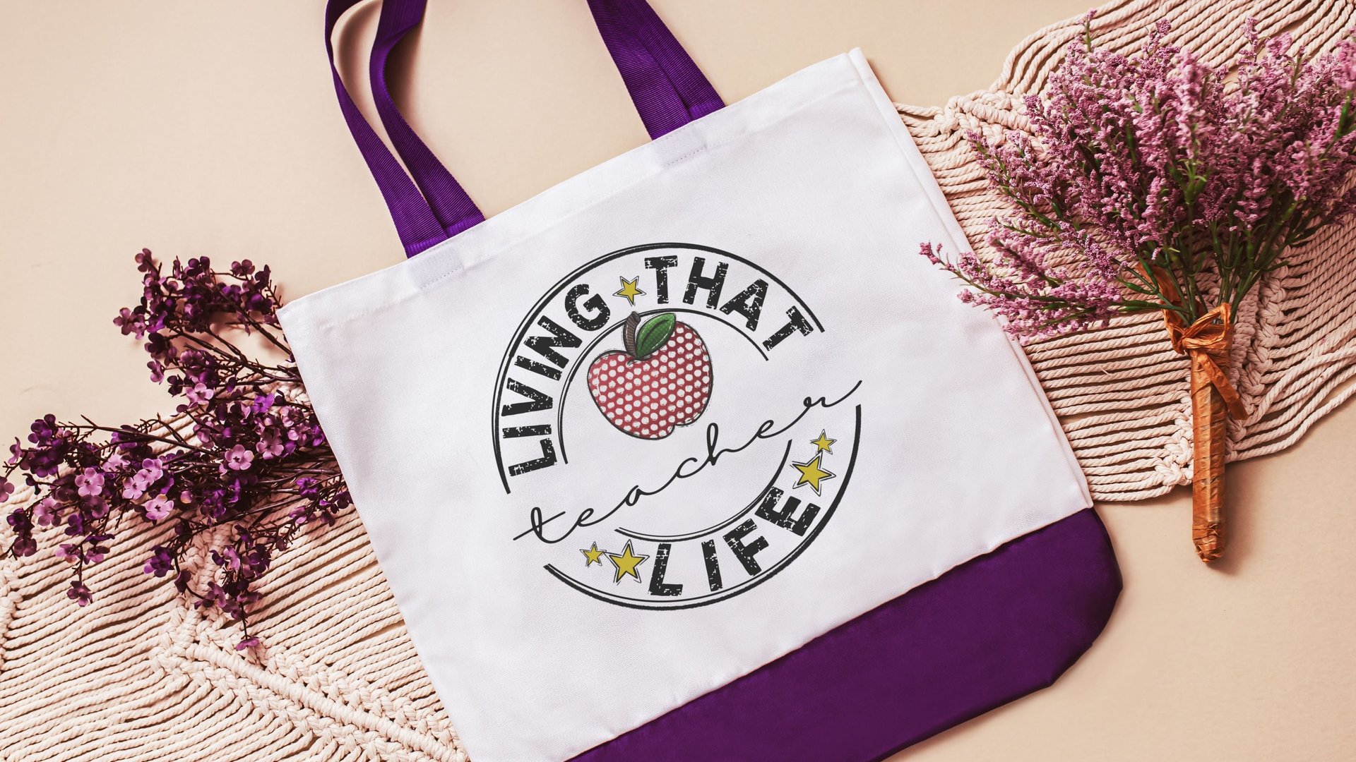 teacher life tote bag for books, cute teacher gifts for her, reusable shopping bag, preschool teacher appreciation gifts for women, eco