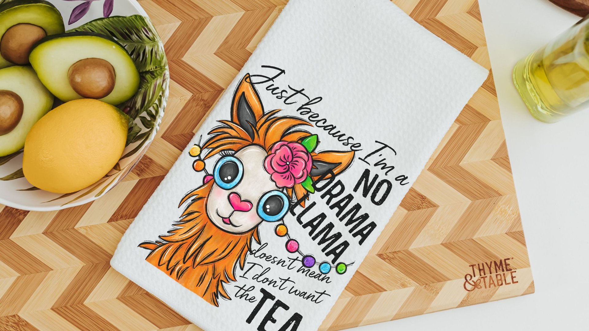sassy kitchen towels for family, chips and salsa fiesta decor, taco gifts, funny hand towels for kitchen, no drama llama gifts for women