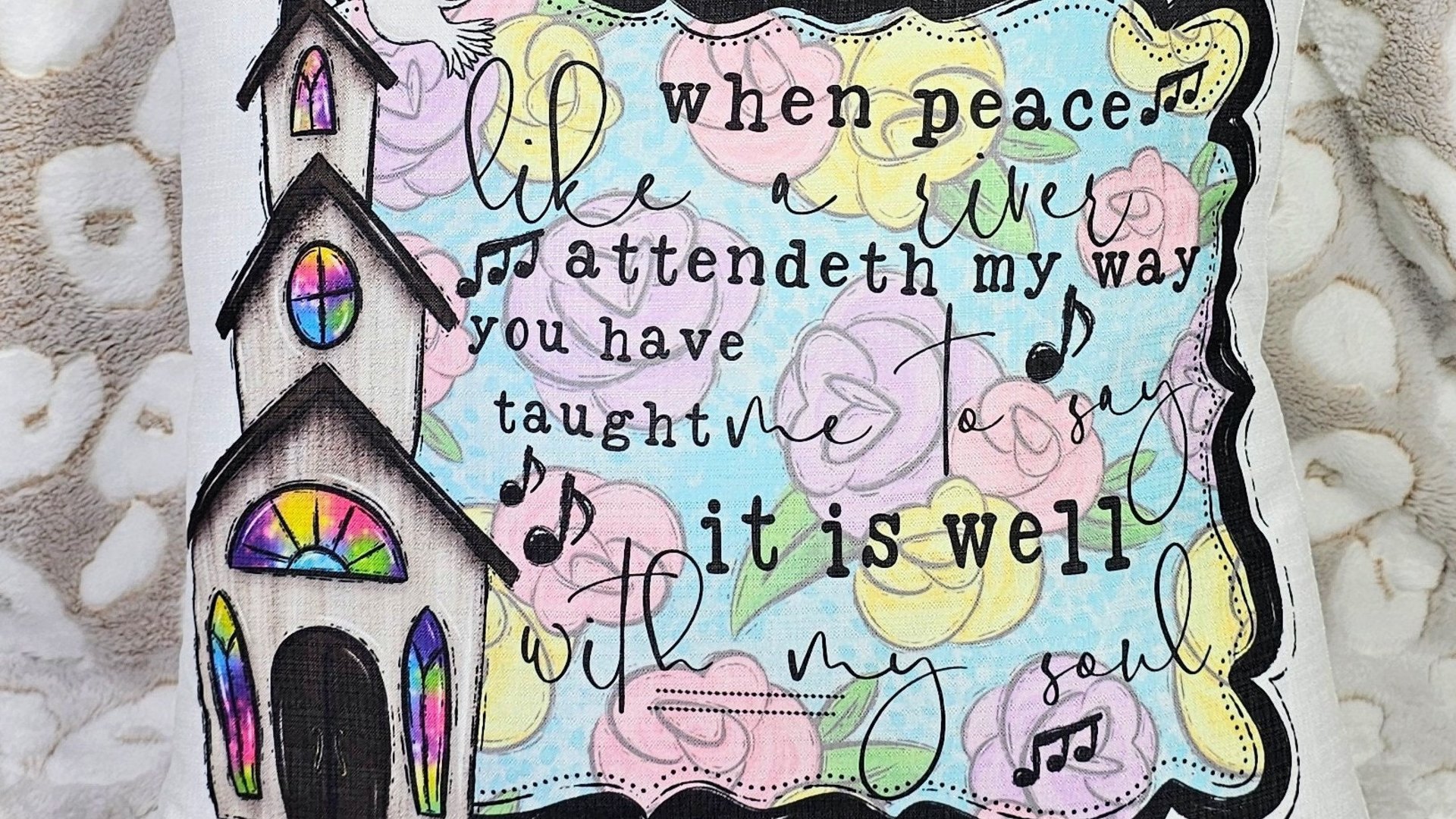 it is well with my soul hymn pillow for couch, floral Christian gifts for women faith throw pillow covers 18x18, religious gifts for Mom