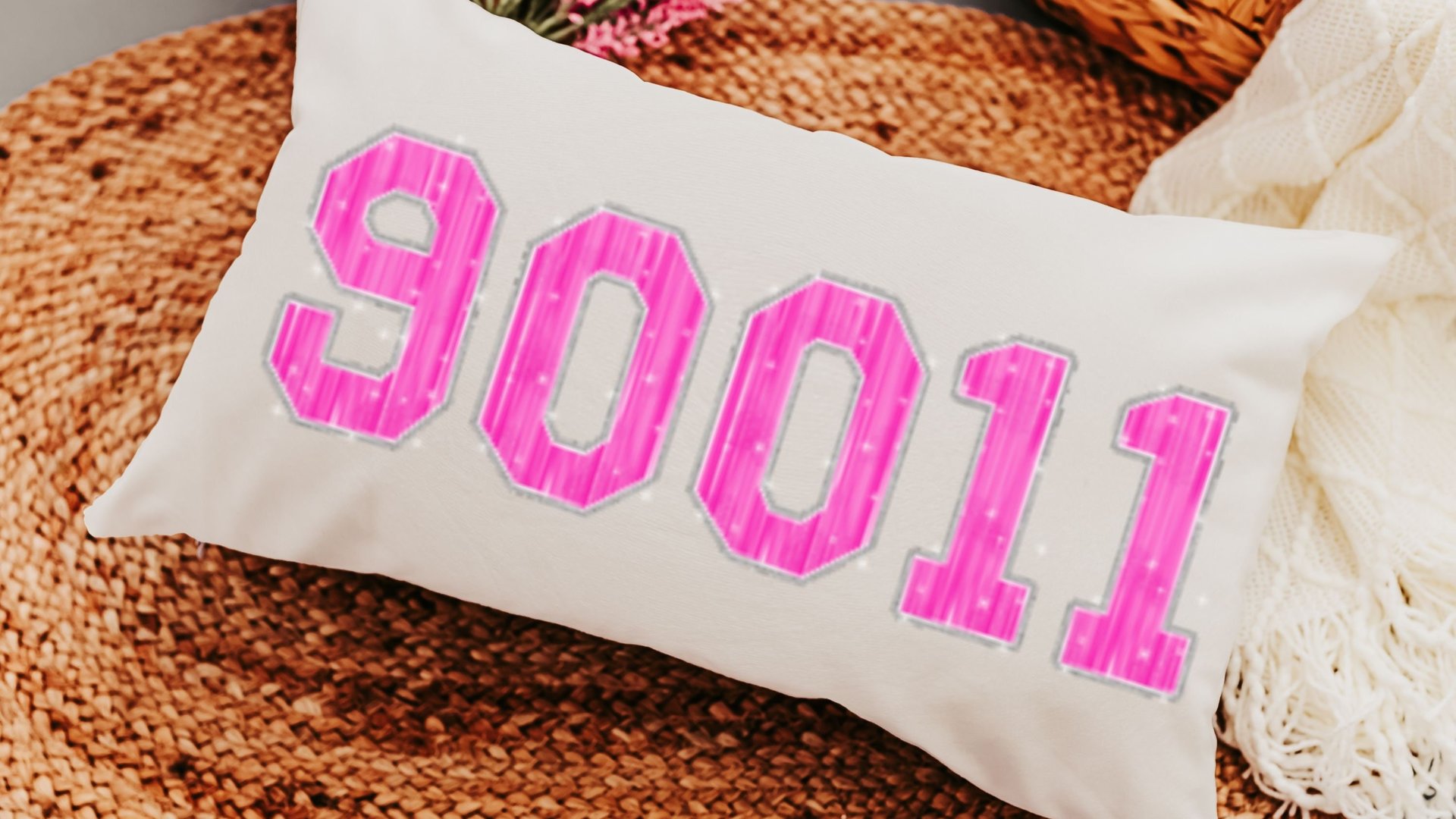 personalized zip code lumbar pillow for bed, college dorm decor for girls, moving away gift for kids, cute throw pillow covers 12 x 20, pre