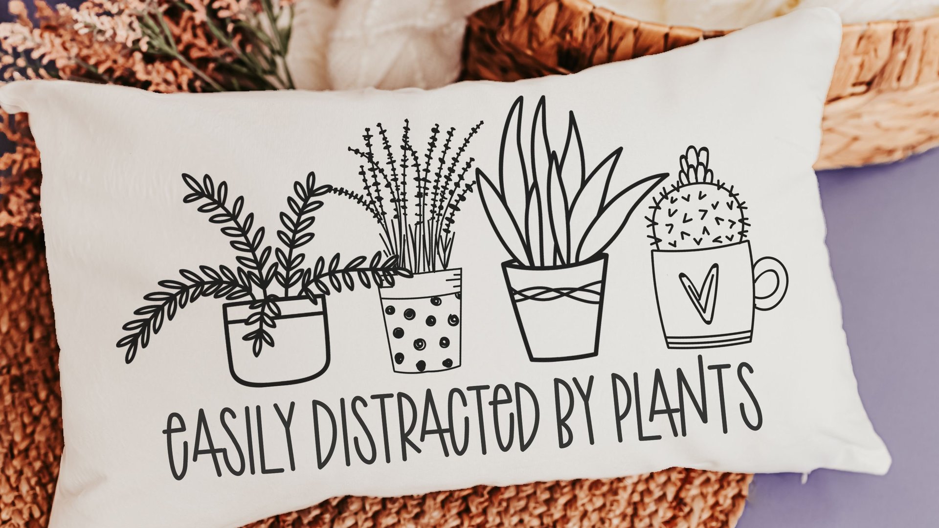 easily distracted by plants funny throw pillows for couch, plant mom gift, Mothers Day gift from daughter, plant gifts for her, gardener