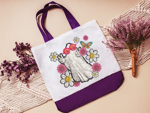 Groovy ghost Halloween tote bag