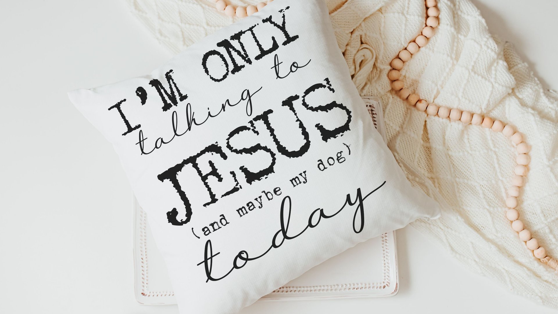 I'm only talking to Jesus today Christian throw pillow for chair, cute dog lover gifts for women, funny dog decor for home, dog mom gifts