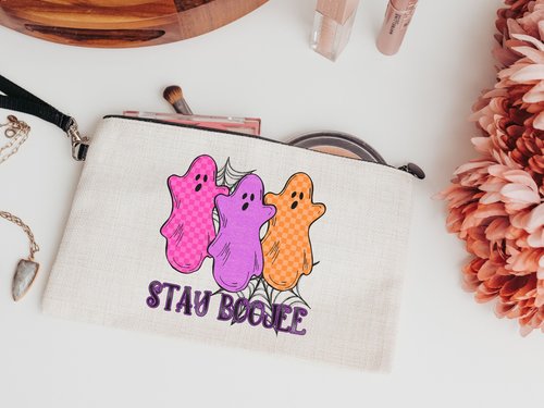 Stay Boojee Ghost Halloween Makeup Bag, 9.5x6