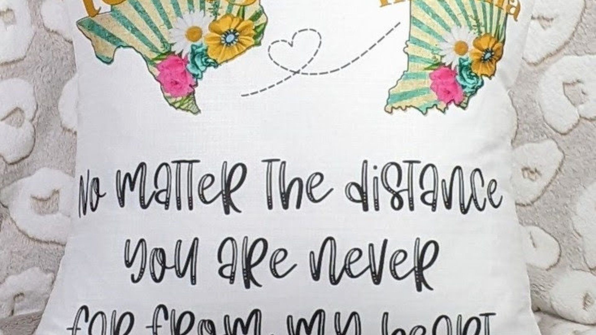 no matter the distance throw pillows for couch, long distance relationship gift for girlfriend, moving away gift for best friend, two states