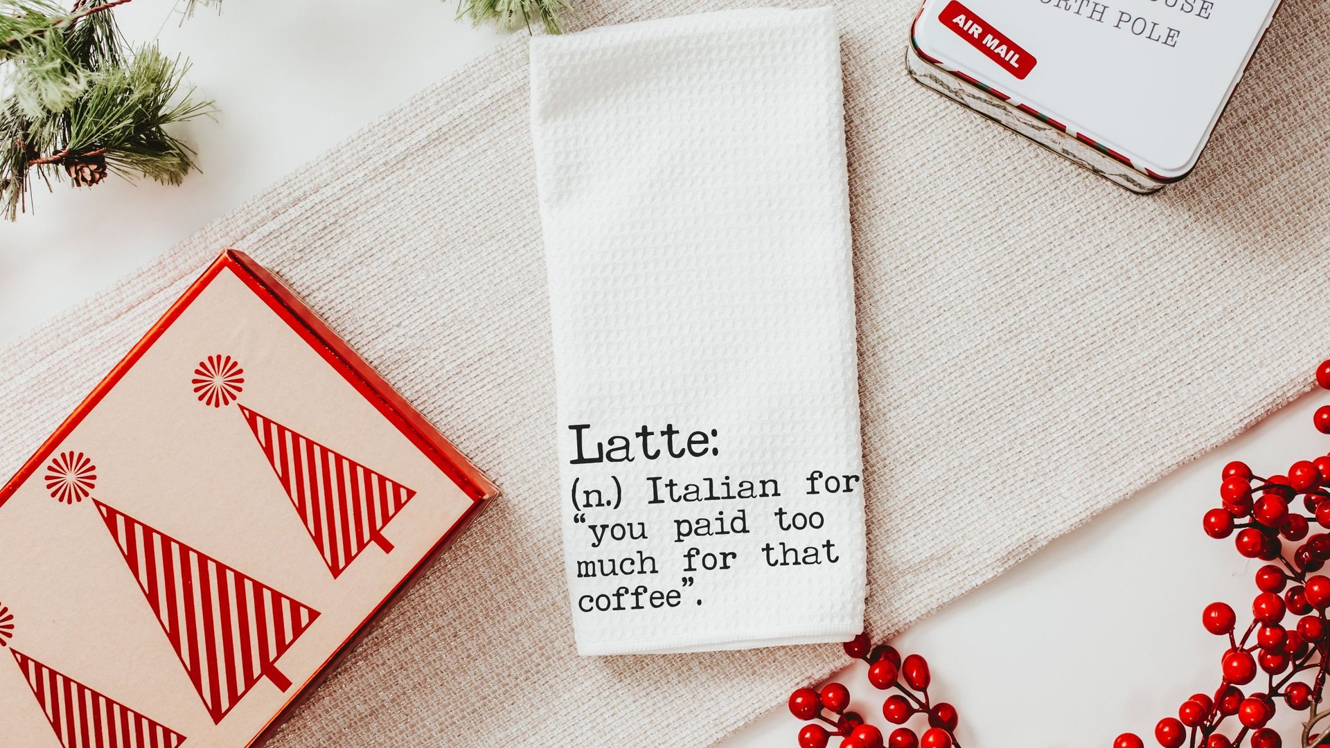 latte coffee kitchen towel funny kitchen hand towels, coffee lover gift for her, coffee bar decor, sarcastic gifts for coworkers, best gifts