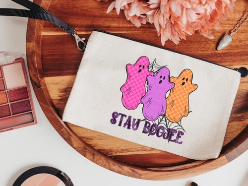 Stay Boojee Ghost Halloween Makeup Bag, 9.5x6