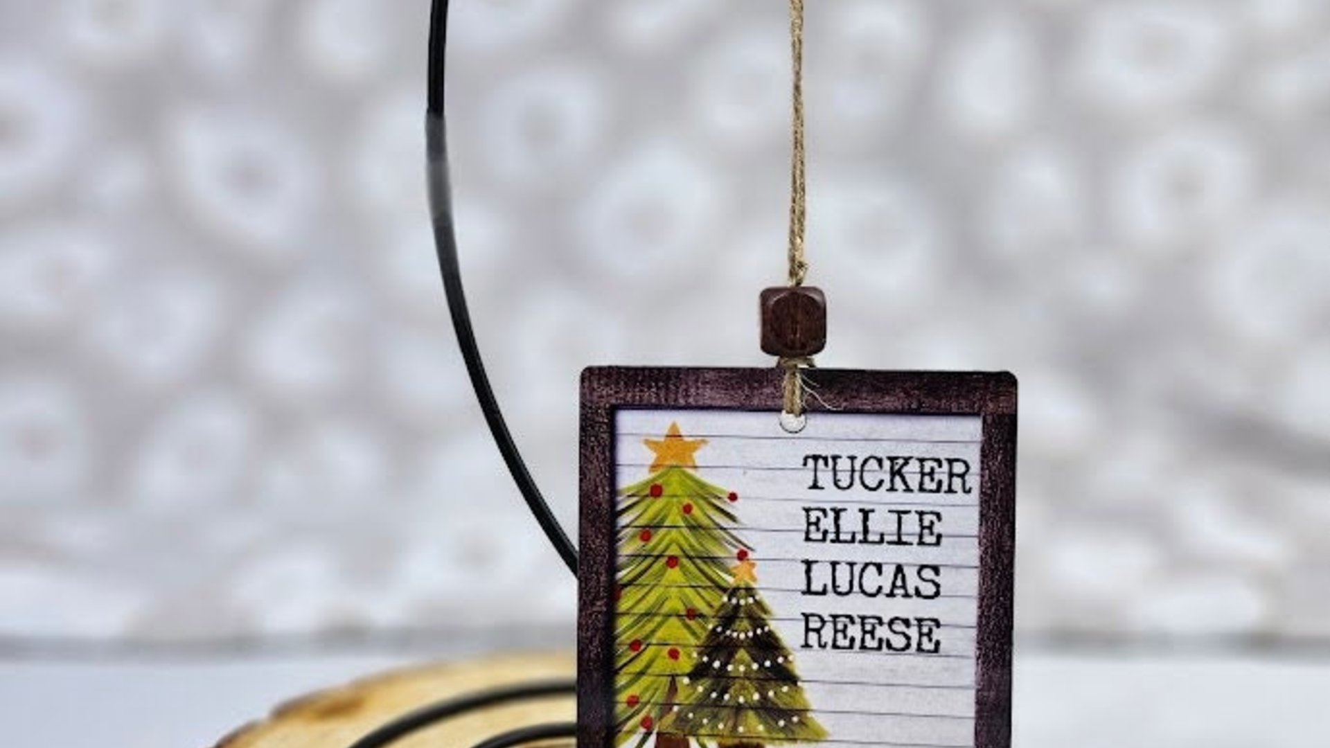 glitter trees ornament personalized gift for Mom Christmas gift for grandma, farmhouse Christmas ornaments handmade, kid name ornament for