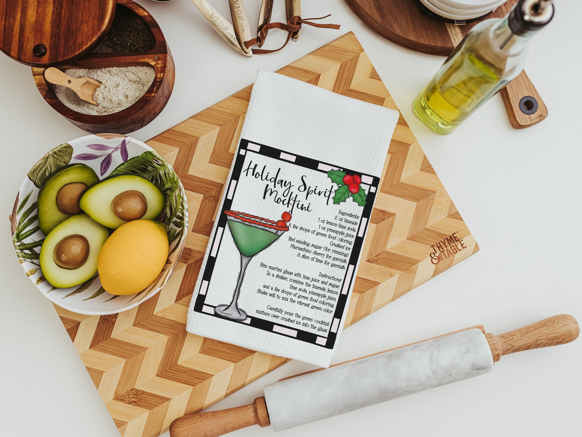 Christmas cocktail recipe Christmas bar towel, home bar accessories, cute Christmas hostess gifts for women, funny stocking stuffers for