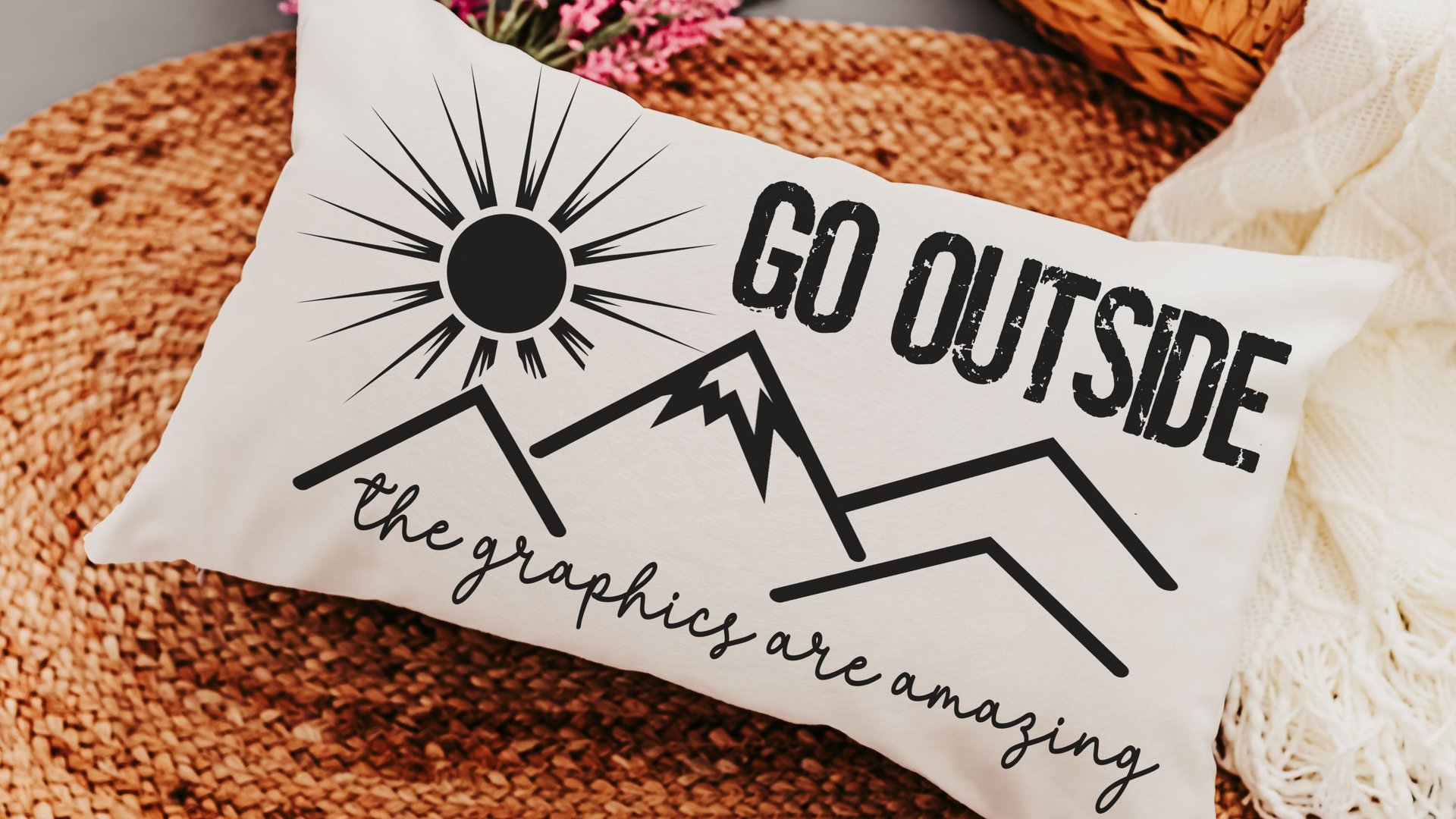 Go outside the graphics are amazing throw pillow