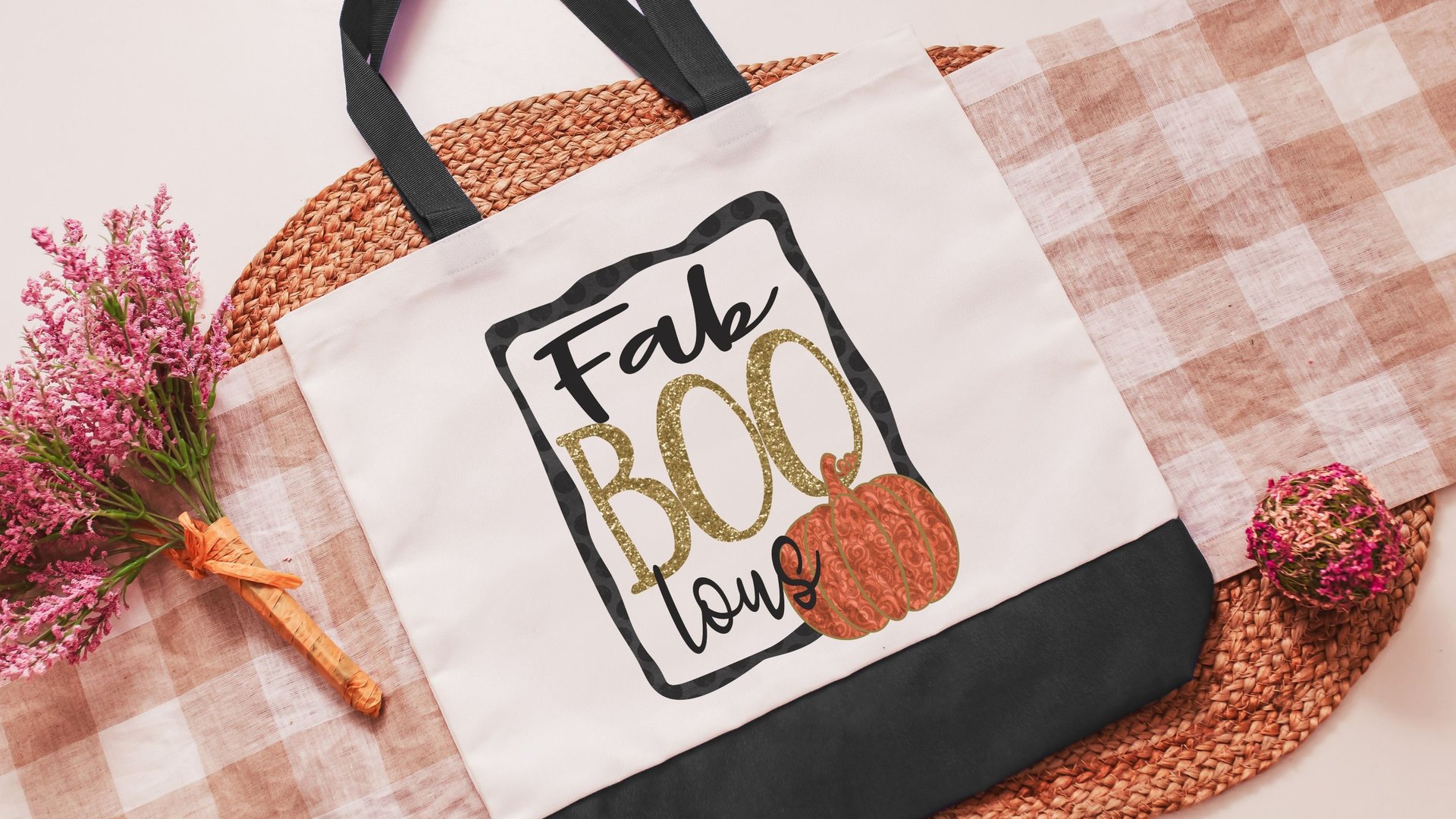 fab boo lous cute Halloween tote bag for women, trick or treat bag for girls, funny Halloween gifts for adults, eco friendly gifts, reusable