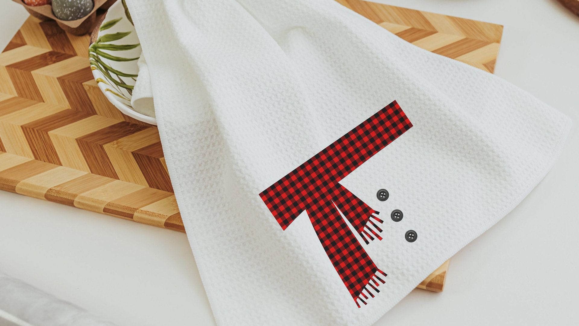 buffalo plaid snowman throw pillow for sofa, snowman Christmas housewarming gift set for couple, farmhouse Christmas kitchen towels, cute