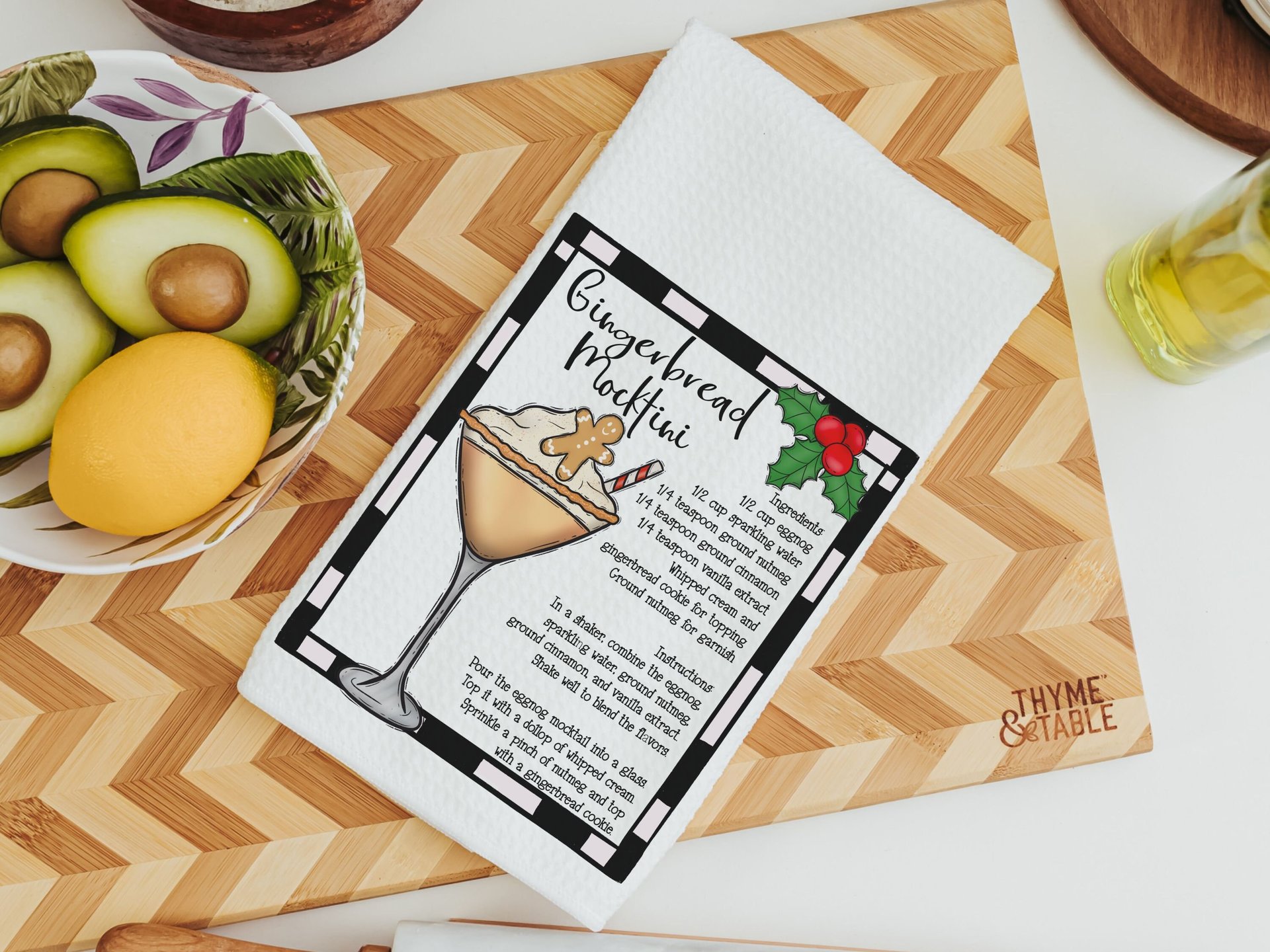 Christmas cocktail recipe Christmas bar towel, home bar accessories, cute Christmas hostess gifts for women, funny stocking stuffers for