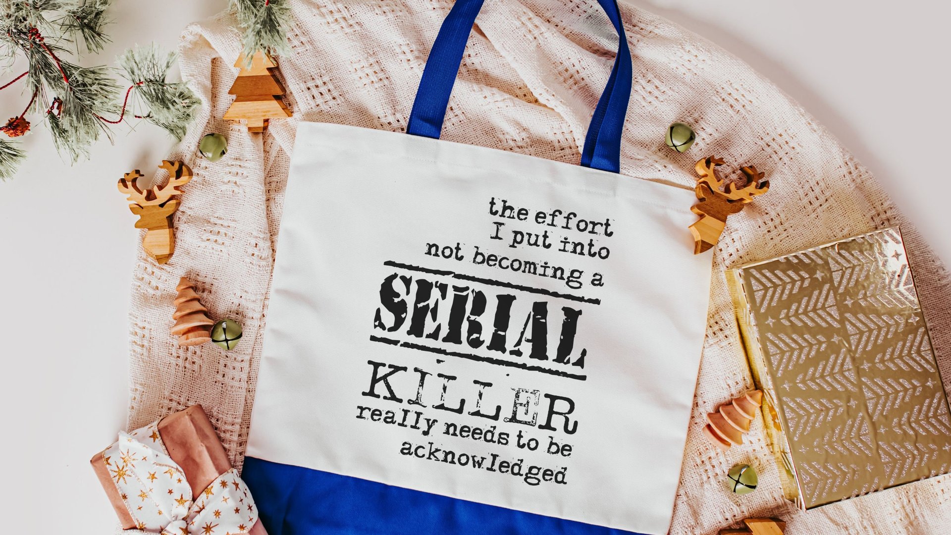 the effort I put into not serial killers tote bags, reusable shopping bag, true crime Christmas gifts for best friend, secret Santa gifts