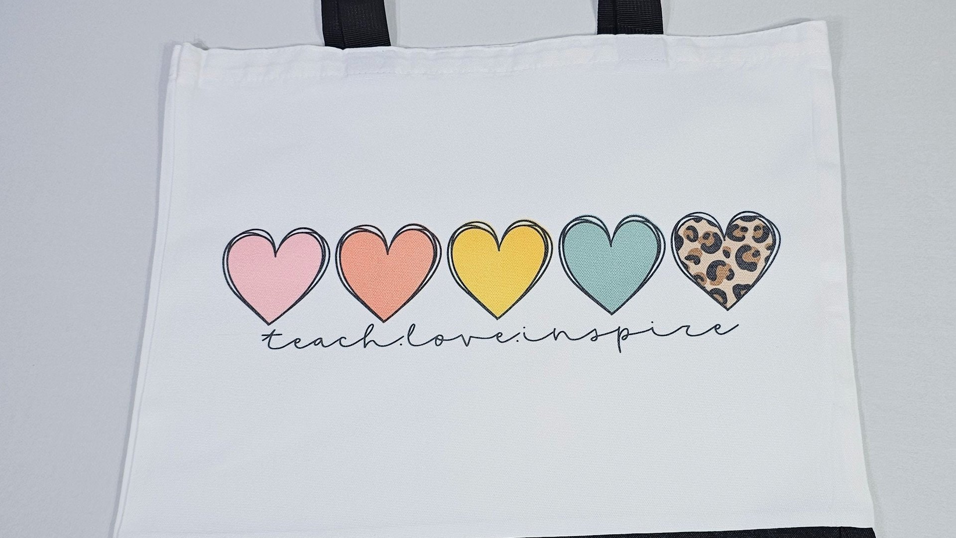 teach love inspire school tote bag for teachers, 2026 teacher appreciation week gifts, end of year teaching staff gifts, teacher totes for