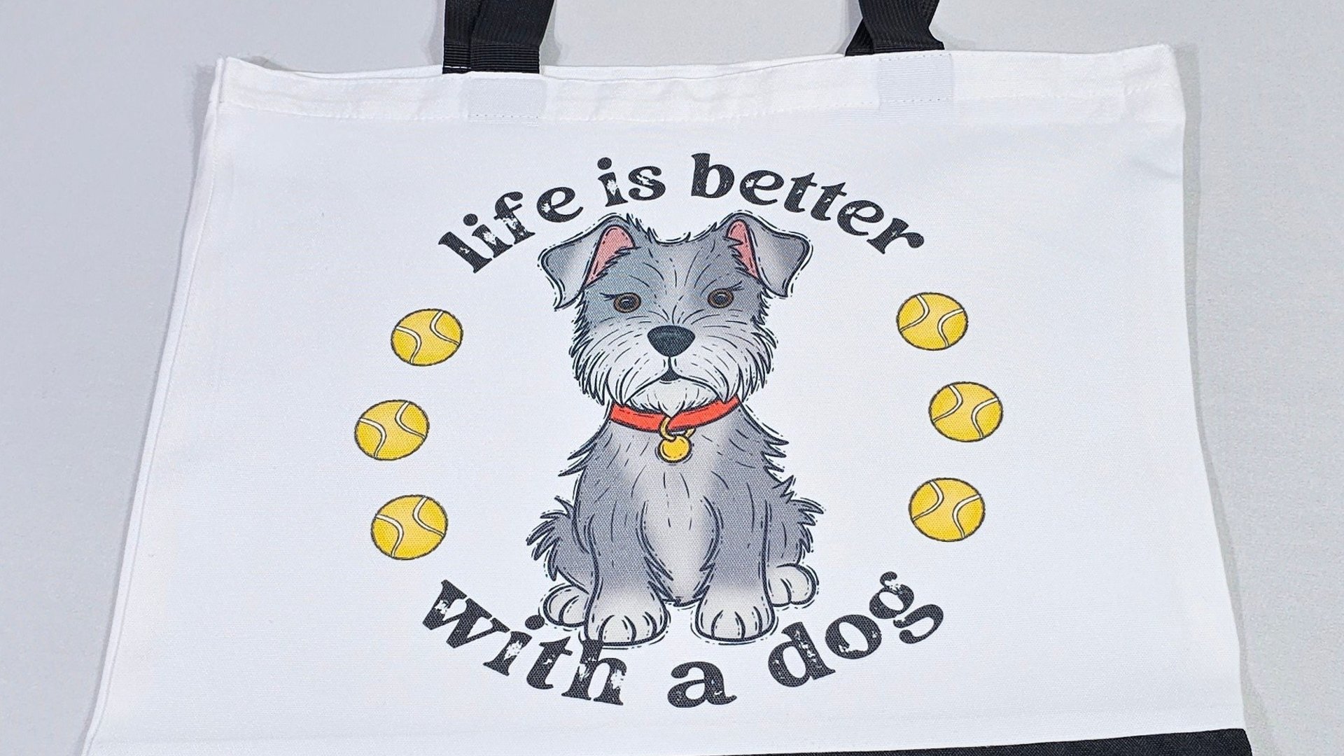 life is better with dogs miniature schnauzer tote bag for women, cute Mothers day gifts from dog, reusable shopping bag, schnauzer gifts
